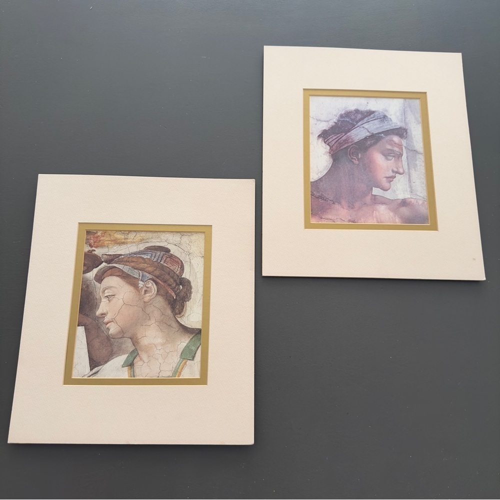 Vintage Reproduction Vault of the Sistine Chapel Artwork Matted Print Women Bust